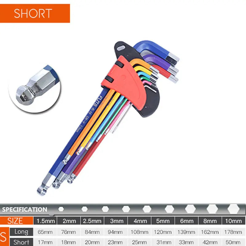 Hex & Torx Key Set – Long Arm, Short & Folding Allen Wrench Kit for Mechanics | SAE & Metric