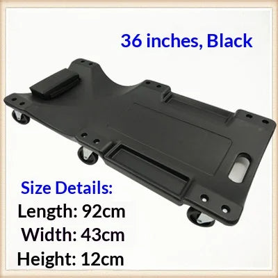 Low Profile Mechanic Creeper Board – 36" Adjustable Headrest & 6 Swivel Wheels