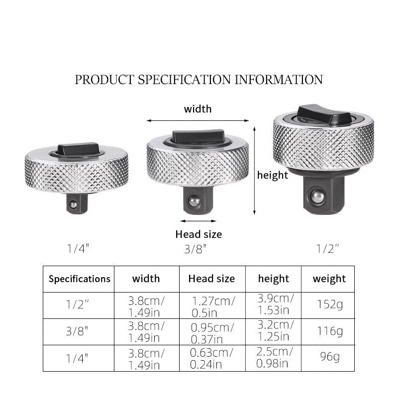 3-Piece Ratchet Wrench Set (1/4", 3/8", 1/2")