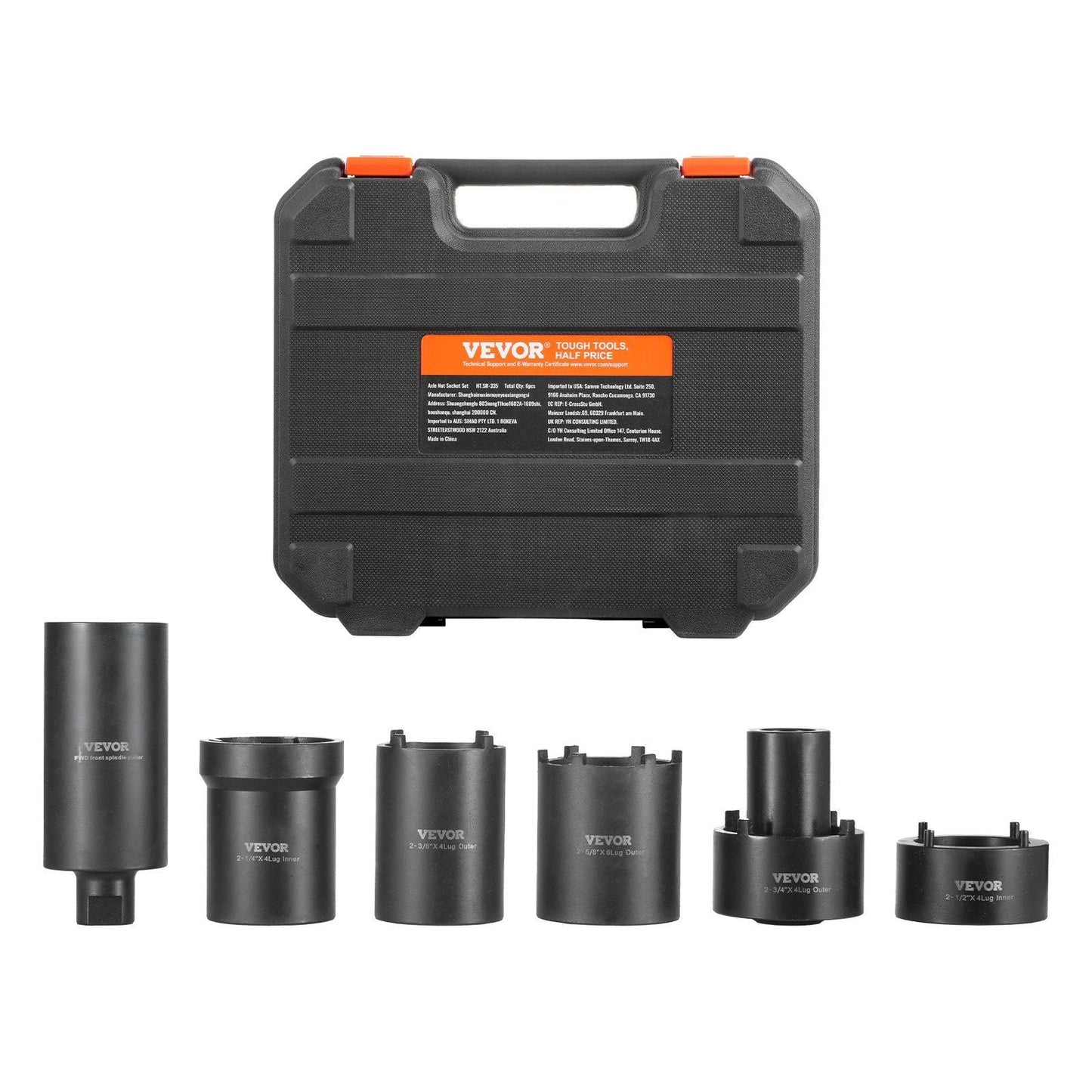 Spindle Nut Socket Tool Kit 1/2 inch Drive 6 Piece Axle Hub Nut Socket Set