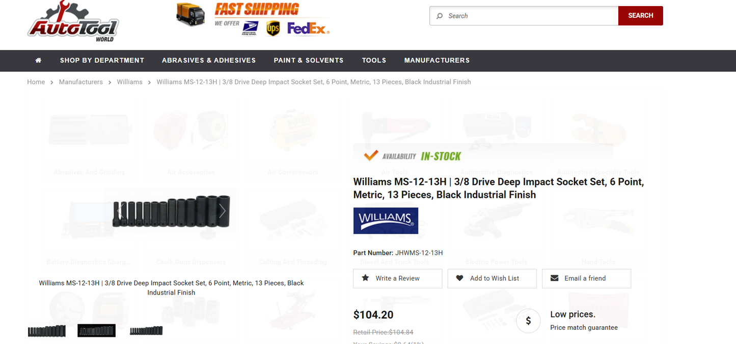 Williams Combination Wrench Set 12pc (JHWWS476)