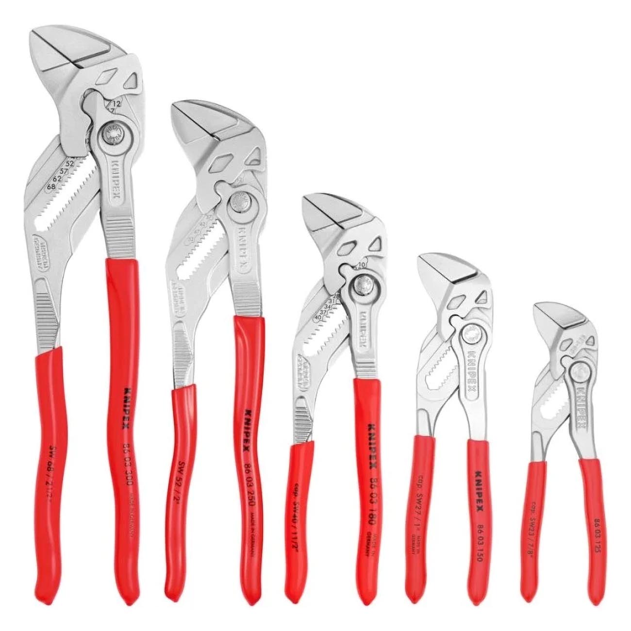 KNIPEX 00 19 55 S4 Pliers Wrench Set in Tool Roll 5 Piece – Professional Pliers Wrench Kit