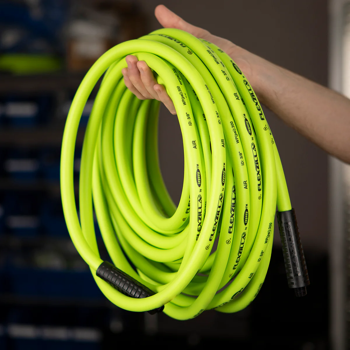 Flexzilla Heavy Duty Air Hose, 1/2" x 50', 1/2" MNPT Fittings — HFZ1250YW4