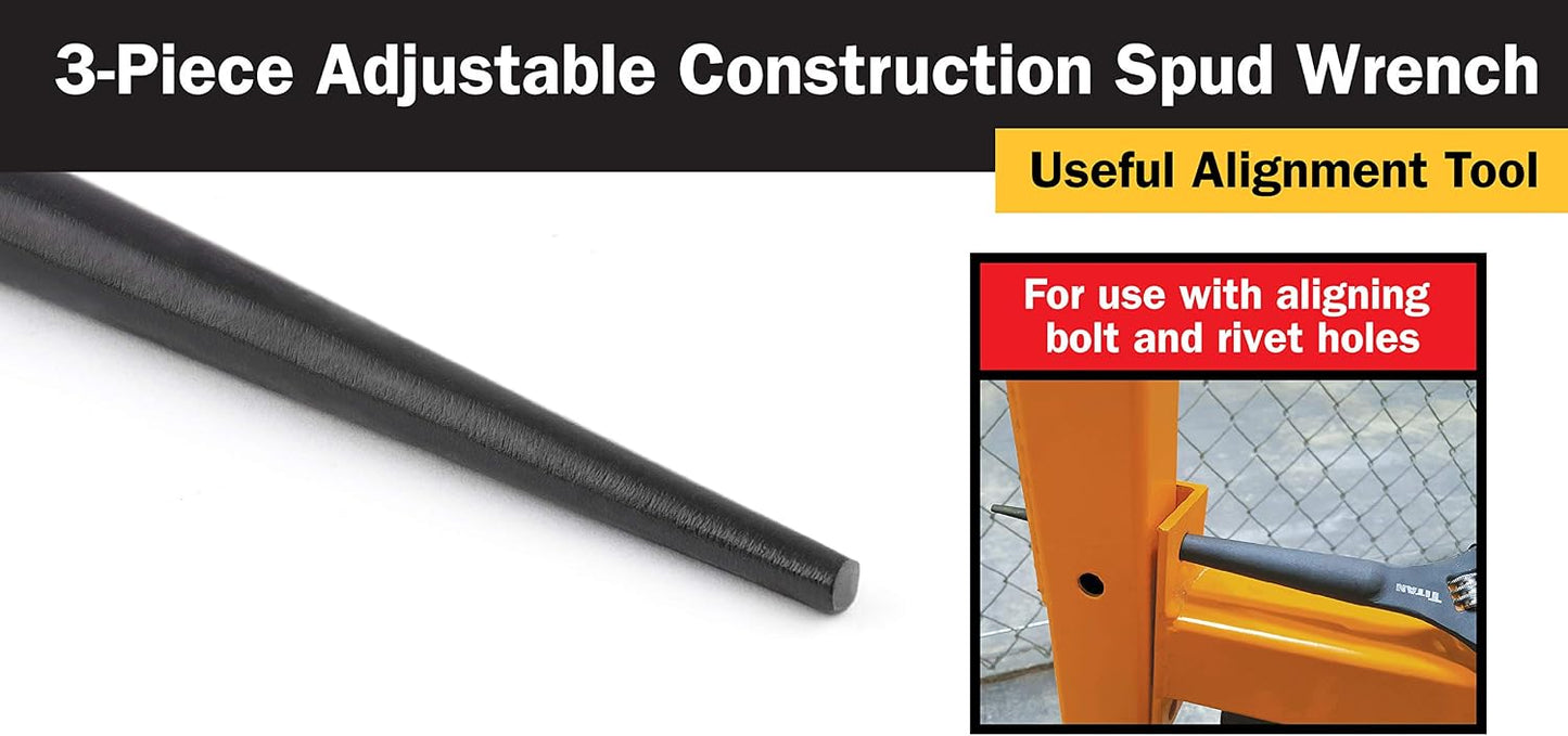 Titan 3-Piece Adjustable Spud Wrench Set – 8", 10" & 12" with Alignment Pin