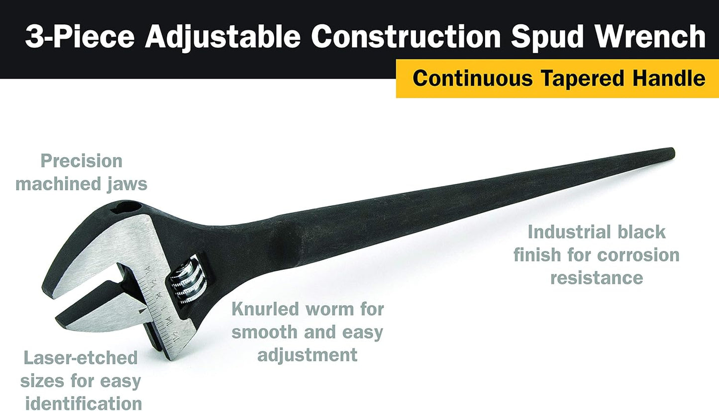 Titan 3-Piece Adjustable Spud Wrench Set – 8", 10" & 12" with Alignment Pin