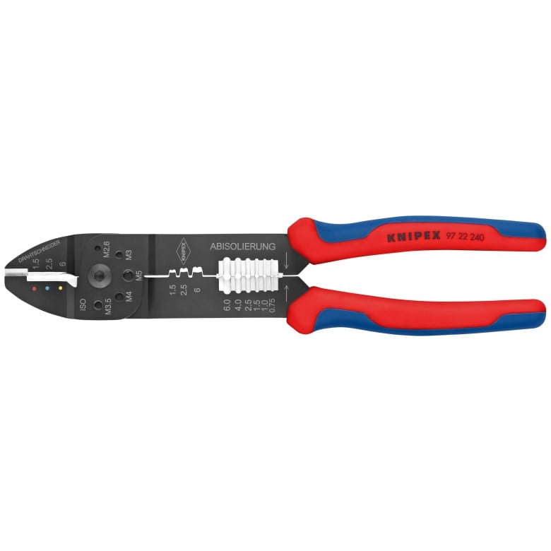 KNIPEX 97 22 240 High Leverage Crimping Pliers & Wire Strippers 9-1/2" – Electrician Grade