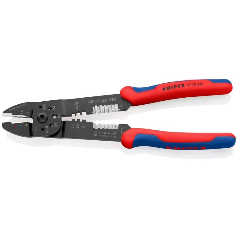 KNIPEX 97 22 240 High Leverage Crimping Pliers & Wire Strippers 9-1/2" – Electrician Grade