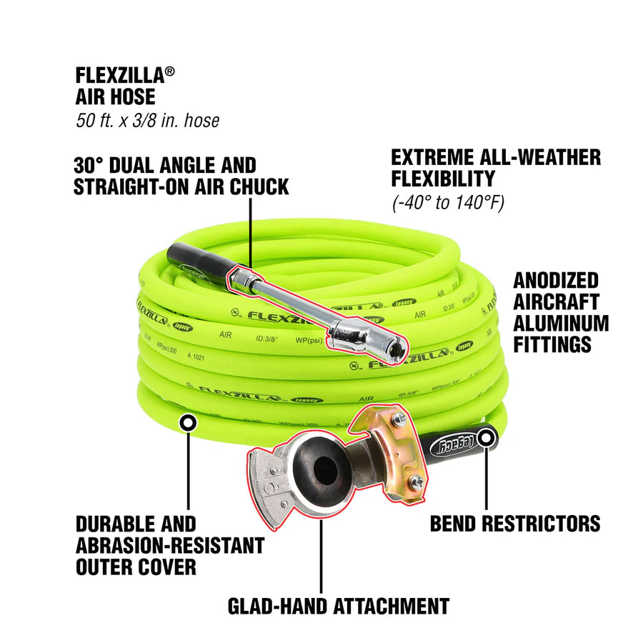 Flexzilla Heavy Duty Truck Tire Inflator Kit with 3/8" x 50' Hose