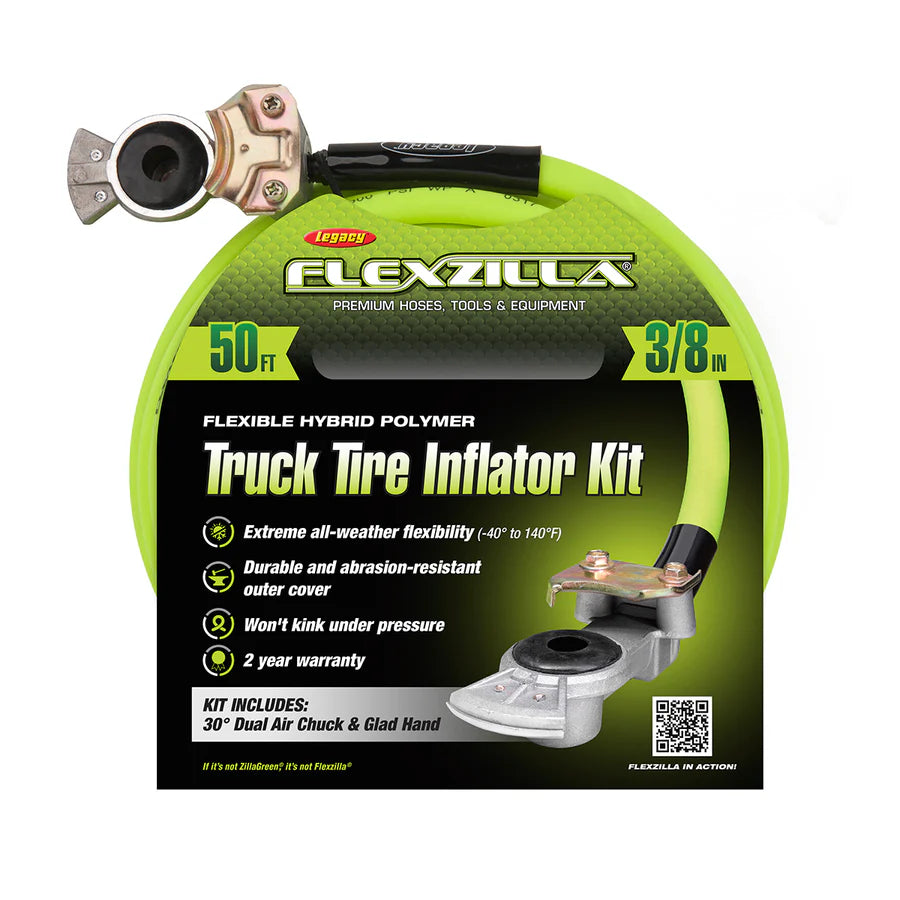 Flexzilla Heavy Duty Truck Tire Inflator Kit with 3/8" x 50' Hose