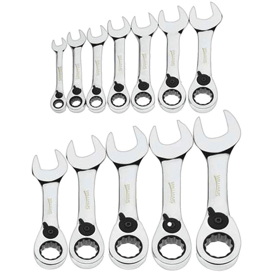 Williams Metric "Stubby" Reversible Ratcheting Combination Wrench Set, 12-Point (12 Piece)