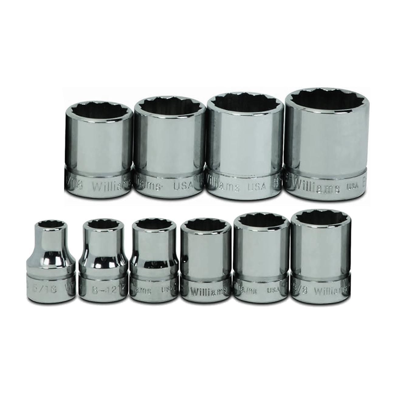 Williams 3/8" Drive Shallow SAE Socket Set, 12-Point, 10 Piece
