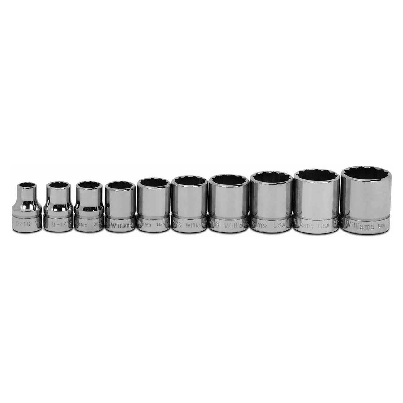 Williams 3/8" Drive Shallow SAE Socket Set, 12-Point, 10 Piece