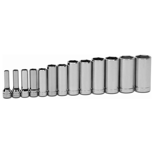 Williams 3/8" Drive Deep SAE Socket Set on Clip Rail, 6-Point, 13 Piece