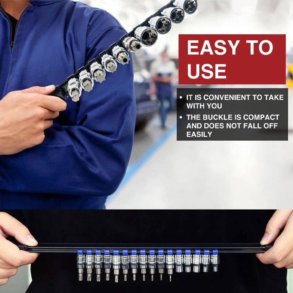360° Swivel Socket Organizer Rail – 1/4, 3/8 & 1/2 Drive