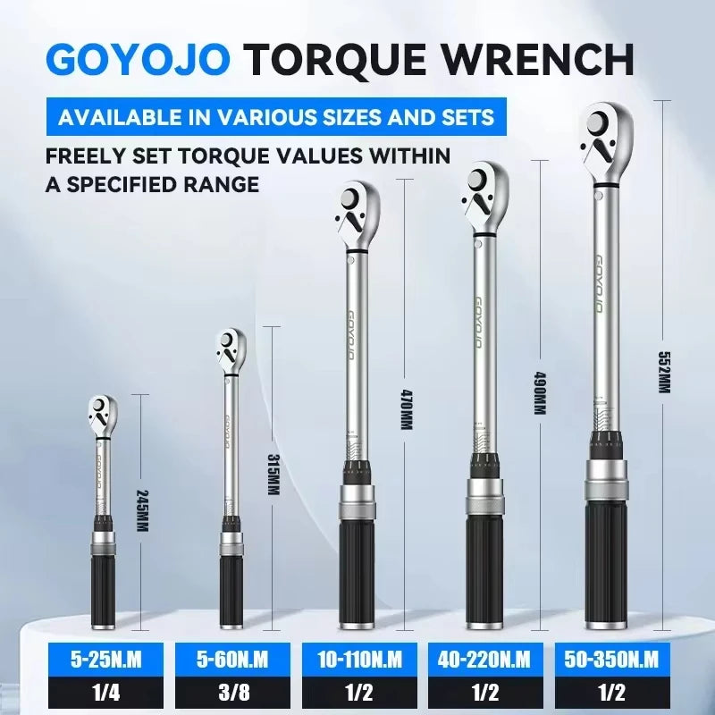 3/8" Drive Click Torque Wrench – 4–44 ft-lb (5–60 Nm) for Auto & Fleet Repair