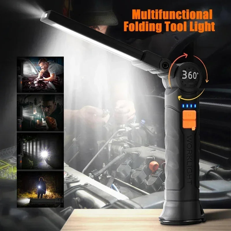 Rechargeable LED Work Light – Magnetic Hook Hanging Light for Mechanics & Job Sites
