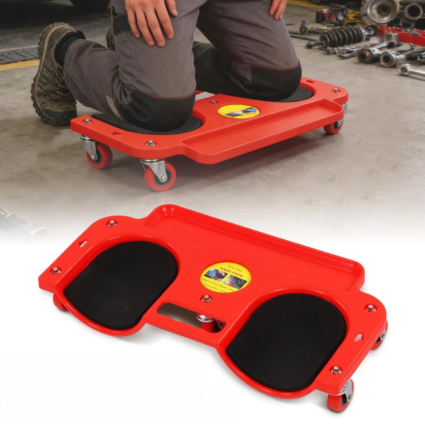 Rolling Knee Pads with Wheels – Mechanic & Floor Work Kneeling Creeper