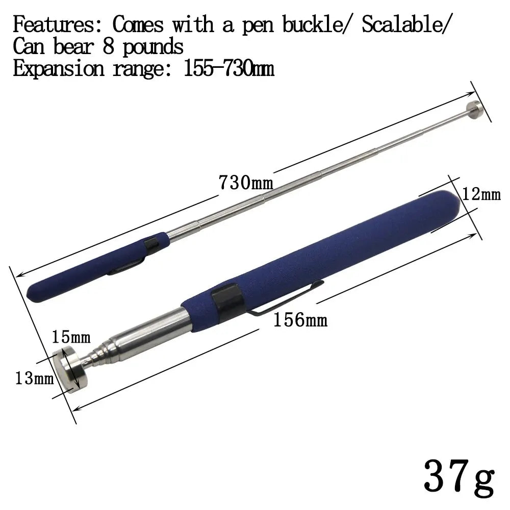 3-Pack Magnetic Retractable Pickup Tools - Telescopic Magnetic Pen Grabbers, 5/8/10 lb (2.3/3.6/4.5 kg), Extendable 5.3–28.7 in (135–730 mm)