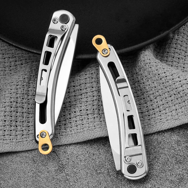 Folding Pocket Knife with Keychain — Stainless Steel EDC Blade for Camping, Travel & Outdoor Use