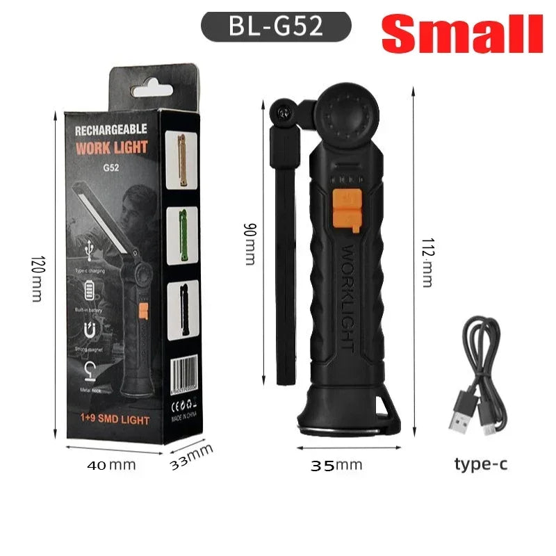 Rechargeable LED Work Light – Magnetic Hook Hanging Light for Mechanics & Job Sites
