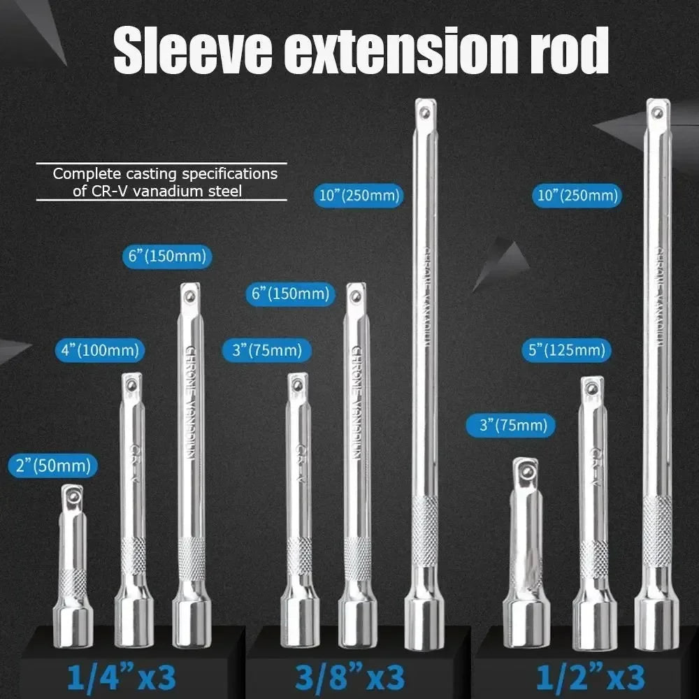 Socket Essentials Kit – Extension Bars, Adapters & Organizer Rail for Mechanics