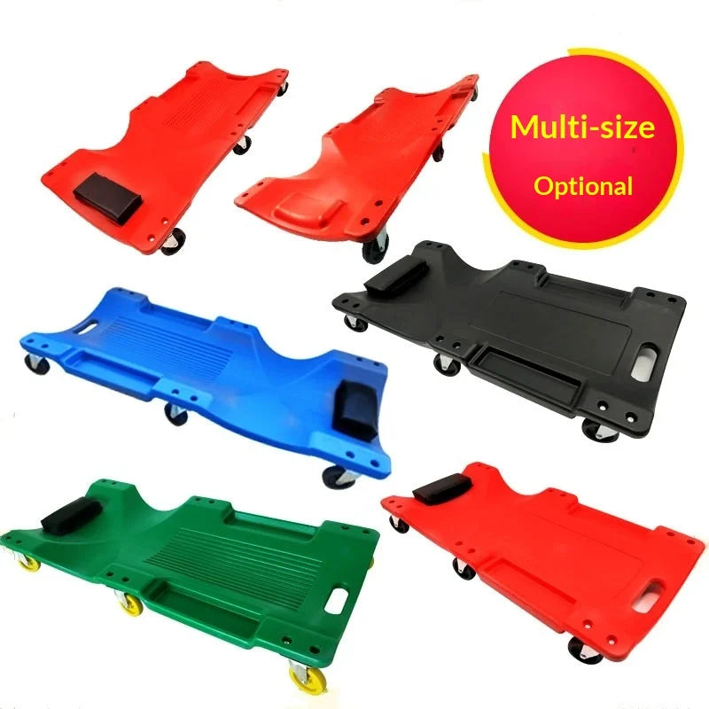 Low Profile Mechanic Creeper Board – 36" Adjustable Headrest & 6 Swivel Wheels
