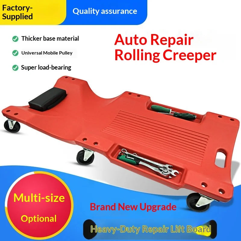 Low Profile Mechanic Creeper Board – 36" Adjustable Headrest & 6 Swivel Wheels