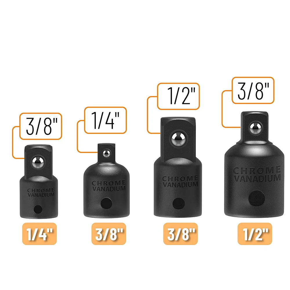 Universal Socket Joint & Adapter Set – 90° & 360° Swivel U-Knuckle | 1/4", 3/8" & 1/2" Drive | Single & Multi-Piece Kits