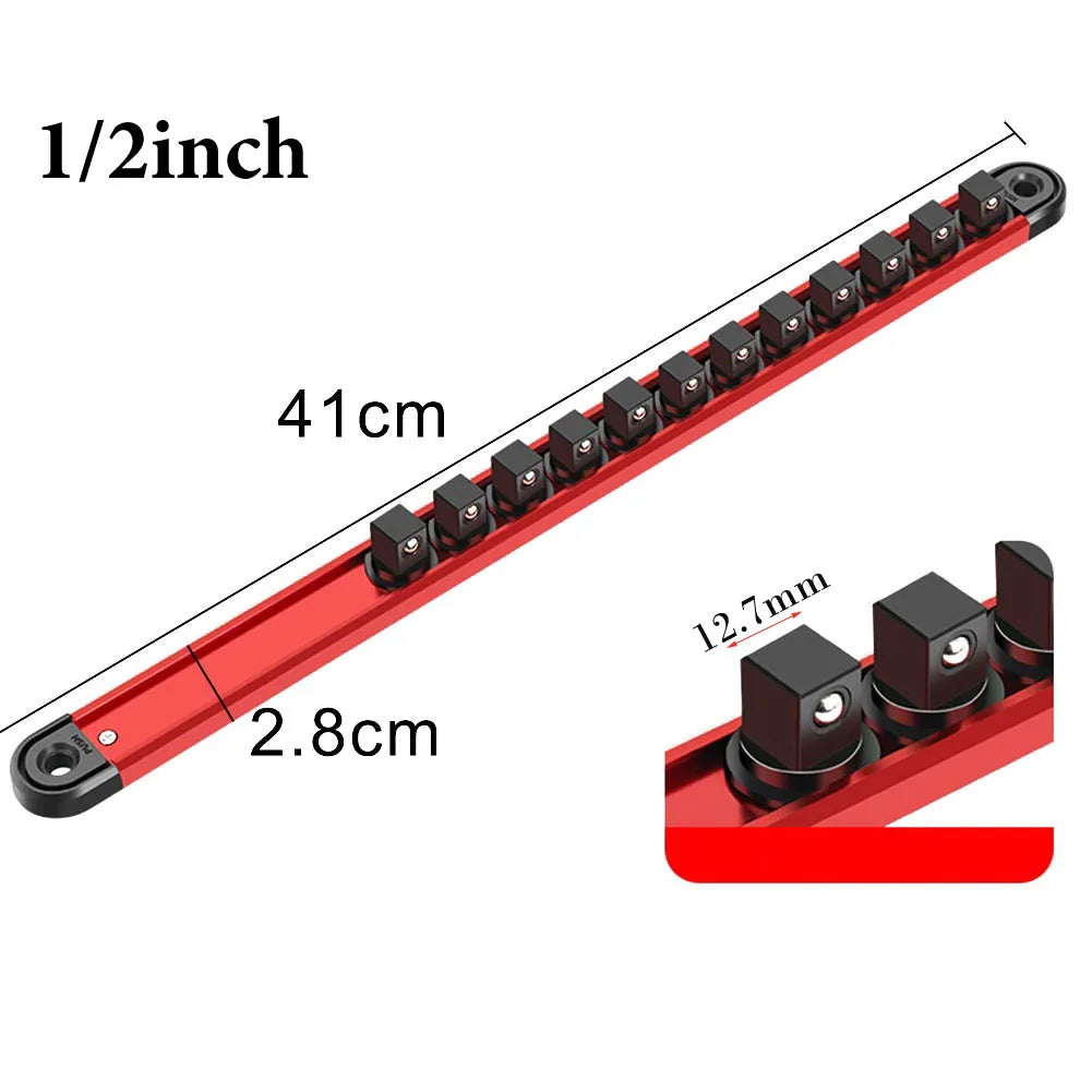 Magnetic Socket Rail – 360° Swivel Holder for 1/4, 3/8 & 1/2 Drive