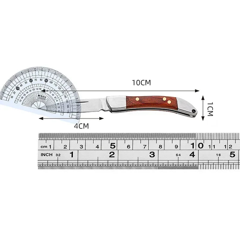 Wood Handle Folding Pocket Knife — Stainless Steel EDC Blade for Camping, Survival & Everyday Use
