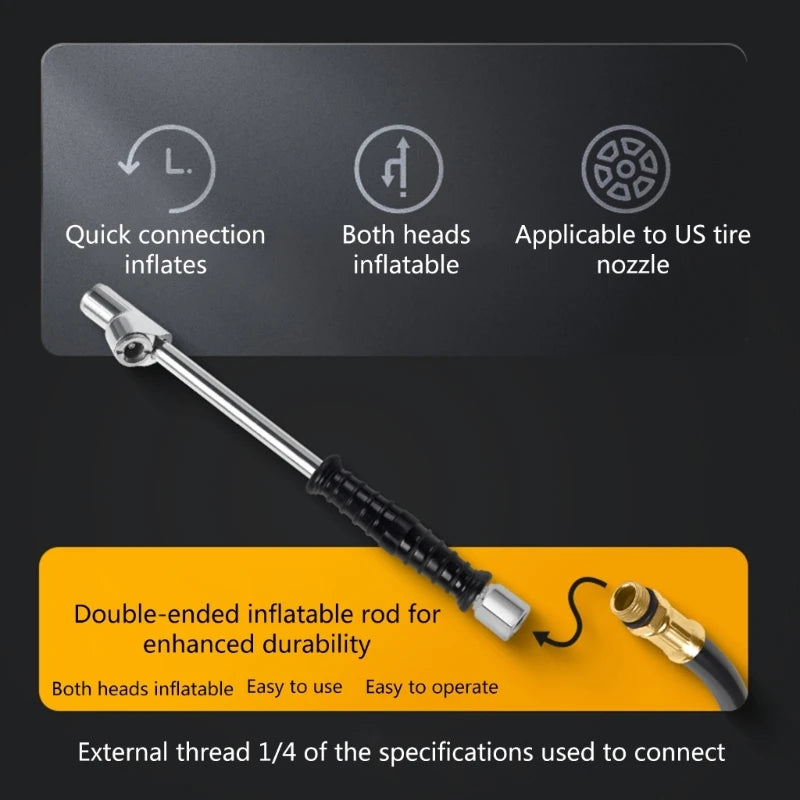 Dual Air Chuck Tire Inflator Head — 1/4" NPT, Lock-On & Push-On, Fits Cars, Trucks & Dually Tires