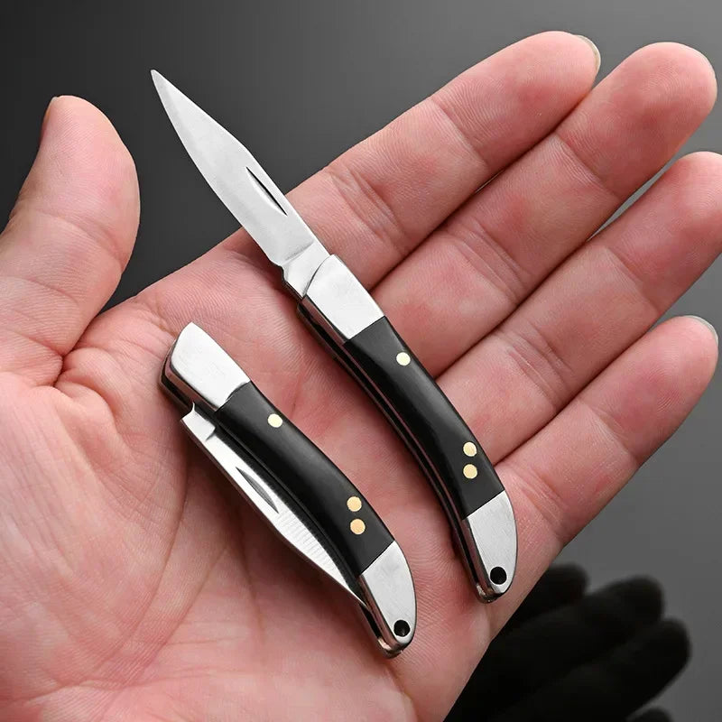 Wood Handle Folding Pocket Knife — Stainless Steel EDC Blade for Camping, Survival & Everyday Use