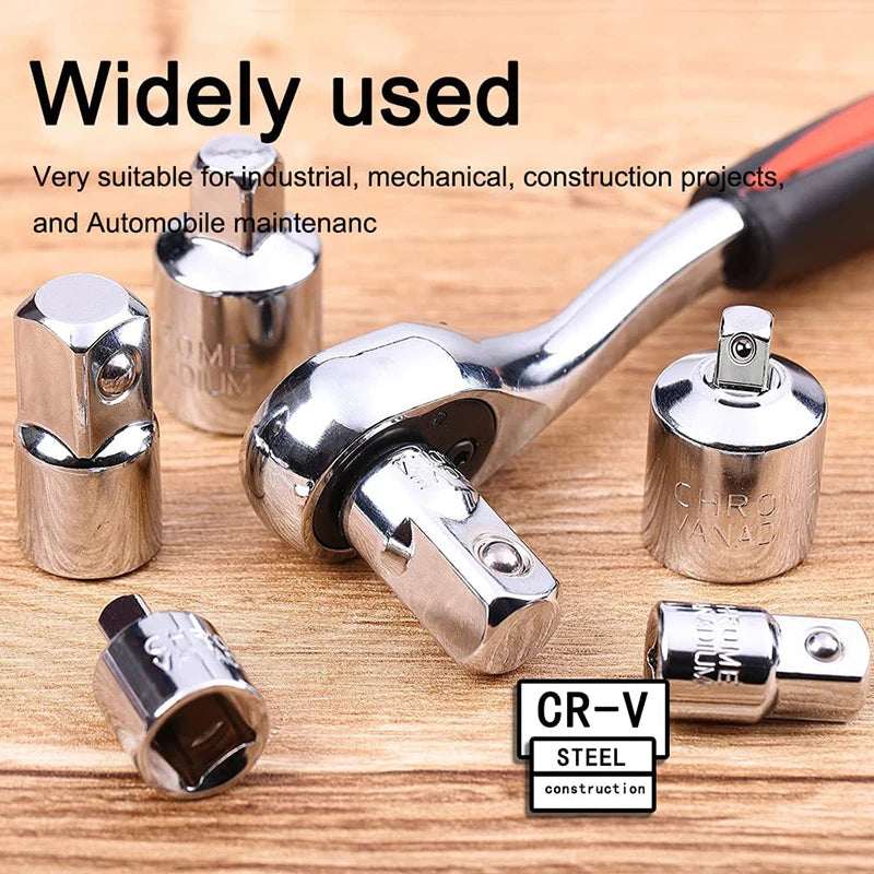 6-Pc Socket Adapter & Reducer Set – 1/4", 3/8" & 1/2" Chrome Vanadium | Ratchet Conversion Kit