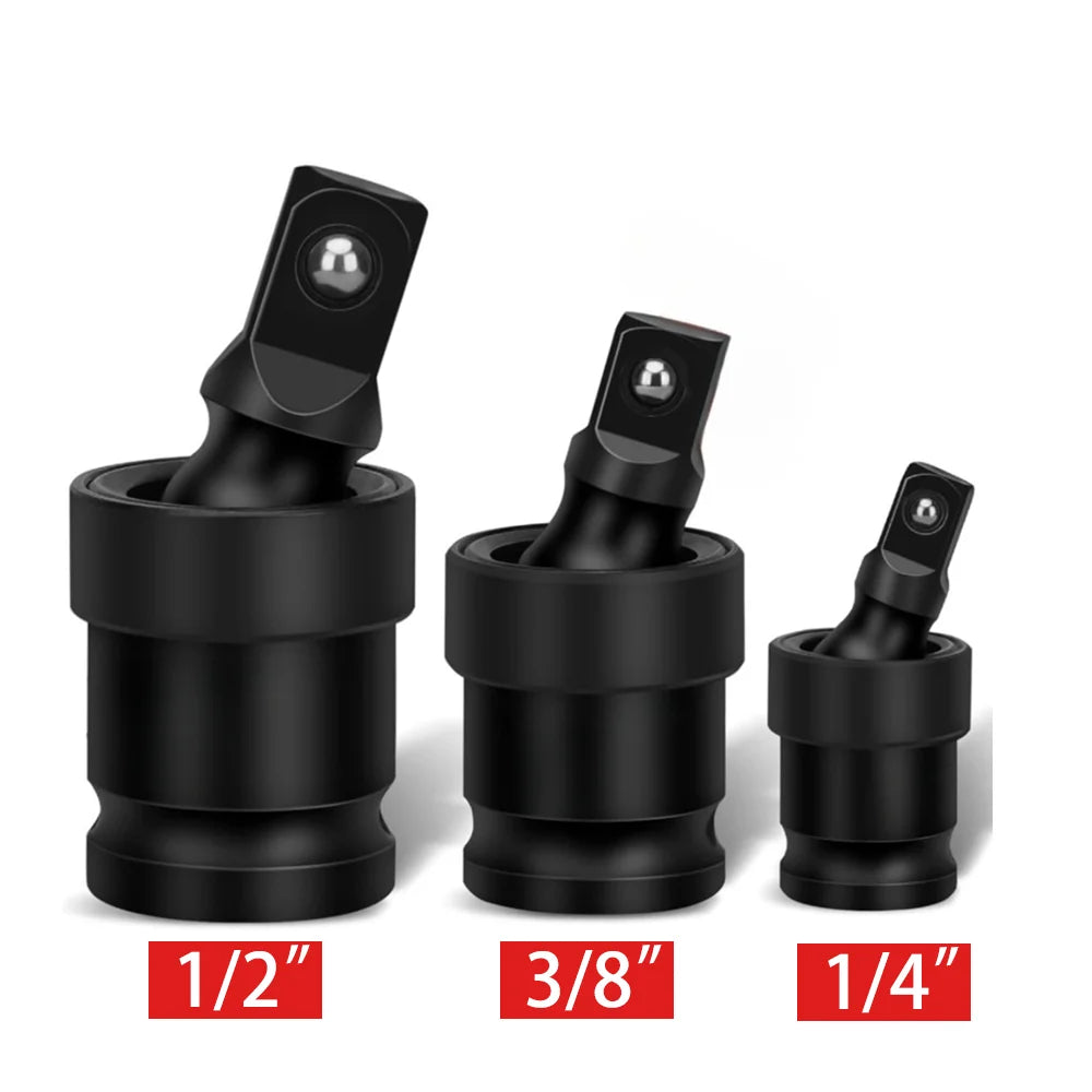 Universal Socket Joint & Adapter Set – 90° & 360° Swivel U-Knuckle | 1/4", 3/8" & 1/2" Drive | Single & Multi-Piece Kits