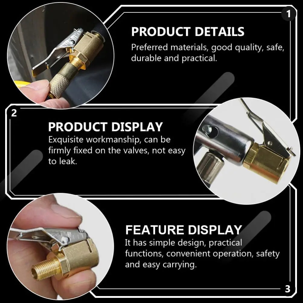 Clip-On Tire Air Chuck – Brass Valve Connector for Air Compressor