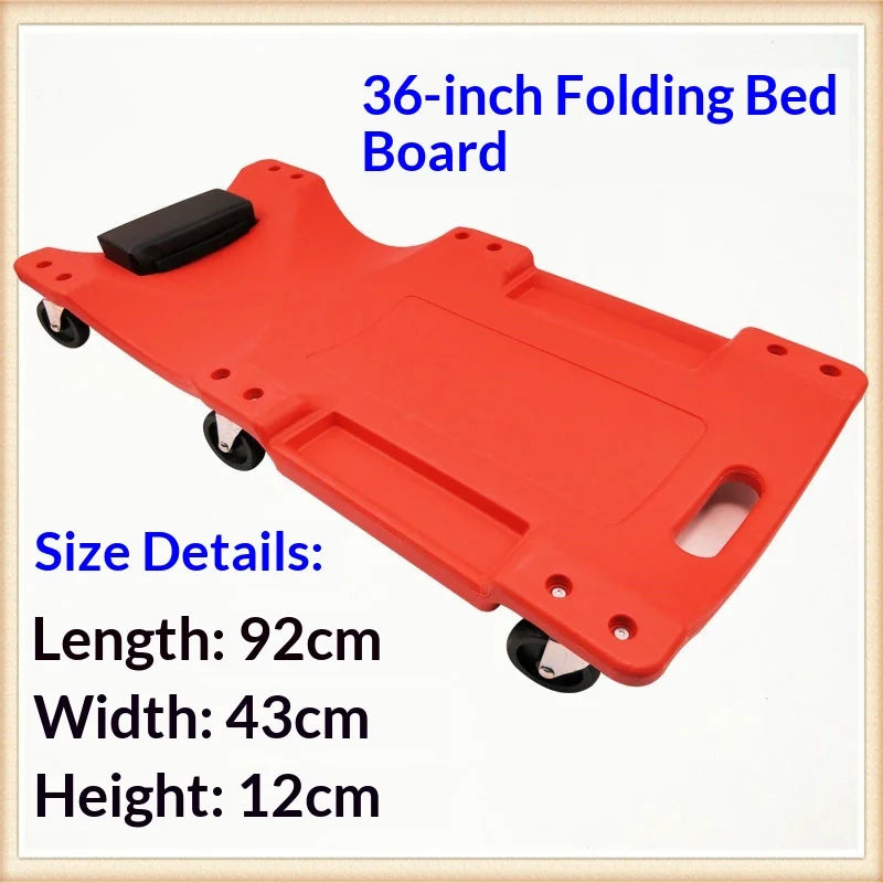 Low Profile Mechanic Creeper Board – 36" Adjustable Headrest & 6 Swivel Wheels