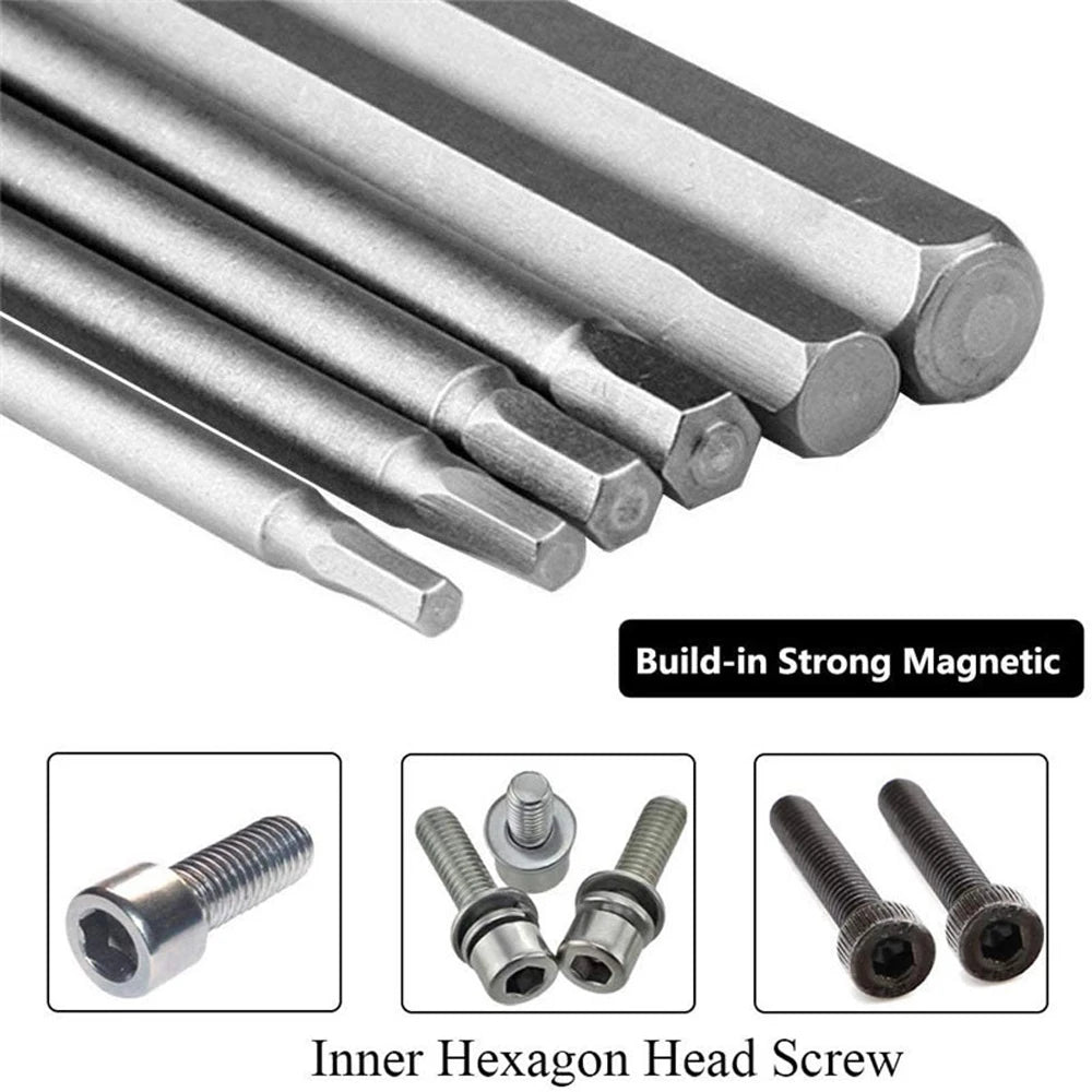 8-Pc Hex Head Allen Wrench Drill Bit Set – SAE & Metric | 100mm Electric Screwdriver Bits