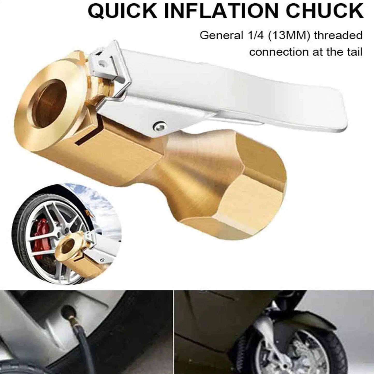 Lock-On Brass Air Chuck – Clip Inflator Connector for Air Compressor