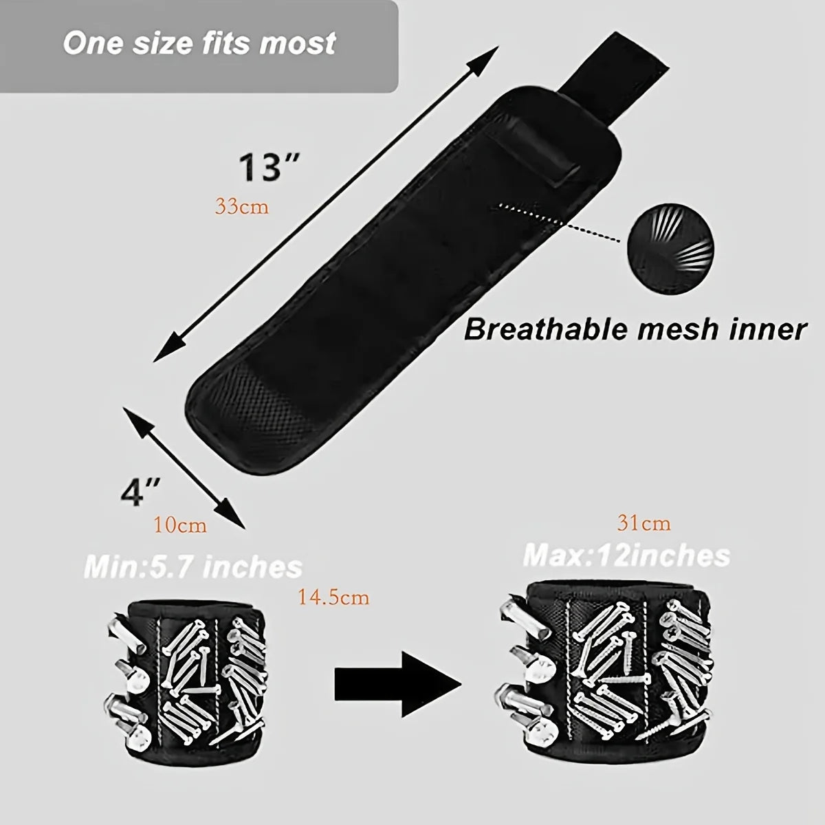 Magnetic Wristband Tool Holder – Strong Magnet Wrist Strap for Screws, Nails & Drill Bits