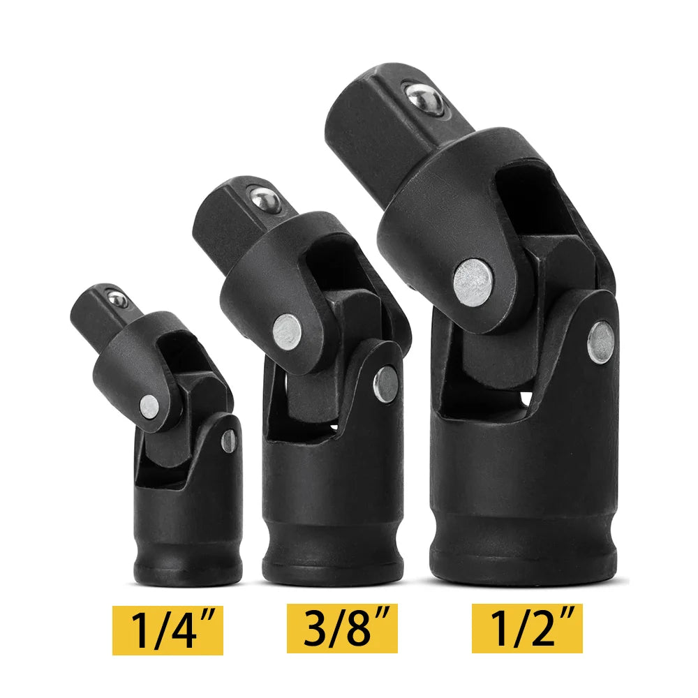 Universal Socket Joint & Adapter Set – 90° & 360° Swivel U-Knuckle | 1/4", 3/8" & 1/2" Drive | Single & Multi-Piece Kits