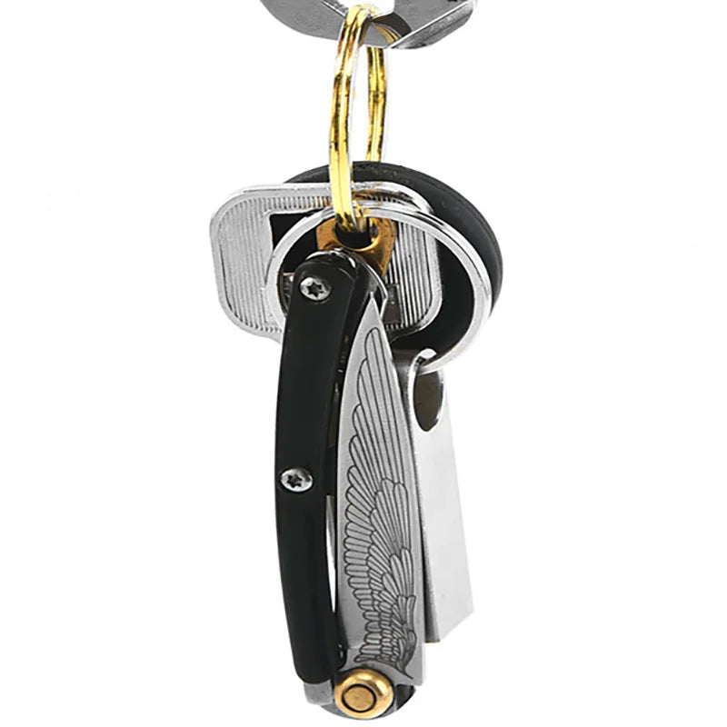 Folding Pocket Knife with Keychain — Stainless Steel EDC Blade for Camping, Travel & Outdoor Use