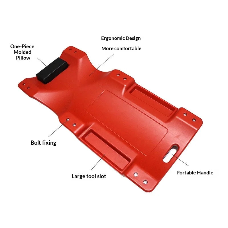 Low Profile Mechanic Creeper Board – 36" Adjustable Headrest & 6 Swivel Wheels