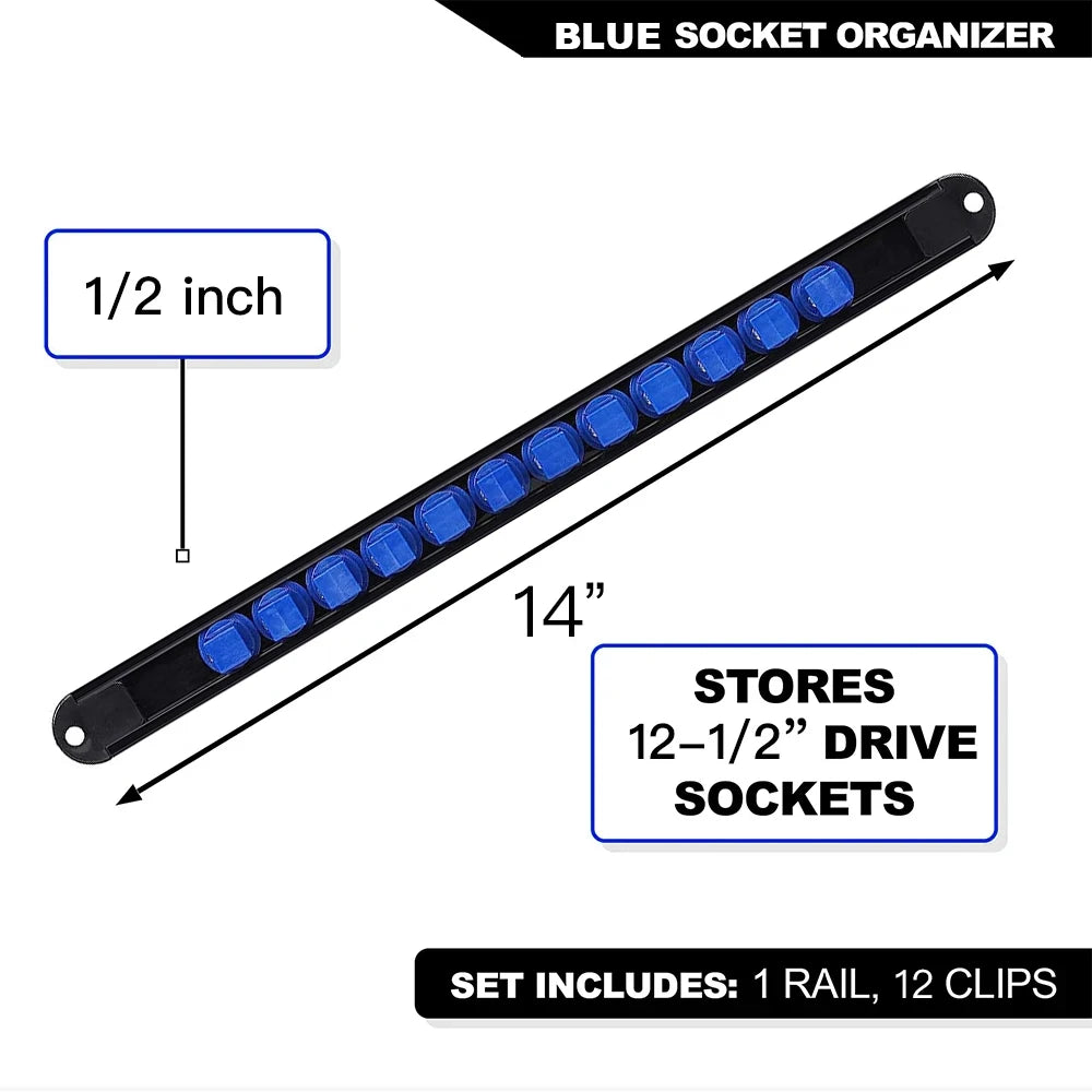 360° Swivel Socket Organizer Rail – 1/4, 3/8 & 1/2 Drive