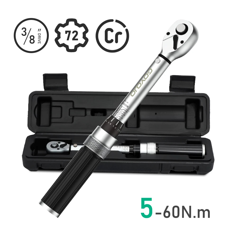 3/8" Drive Click Torque Wrench – 4–44 ft-lb (5–60 Nm) for Auto & Fleet Repair