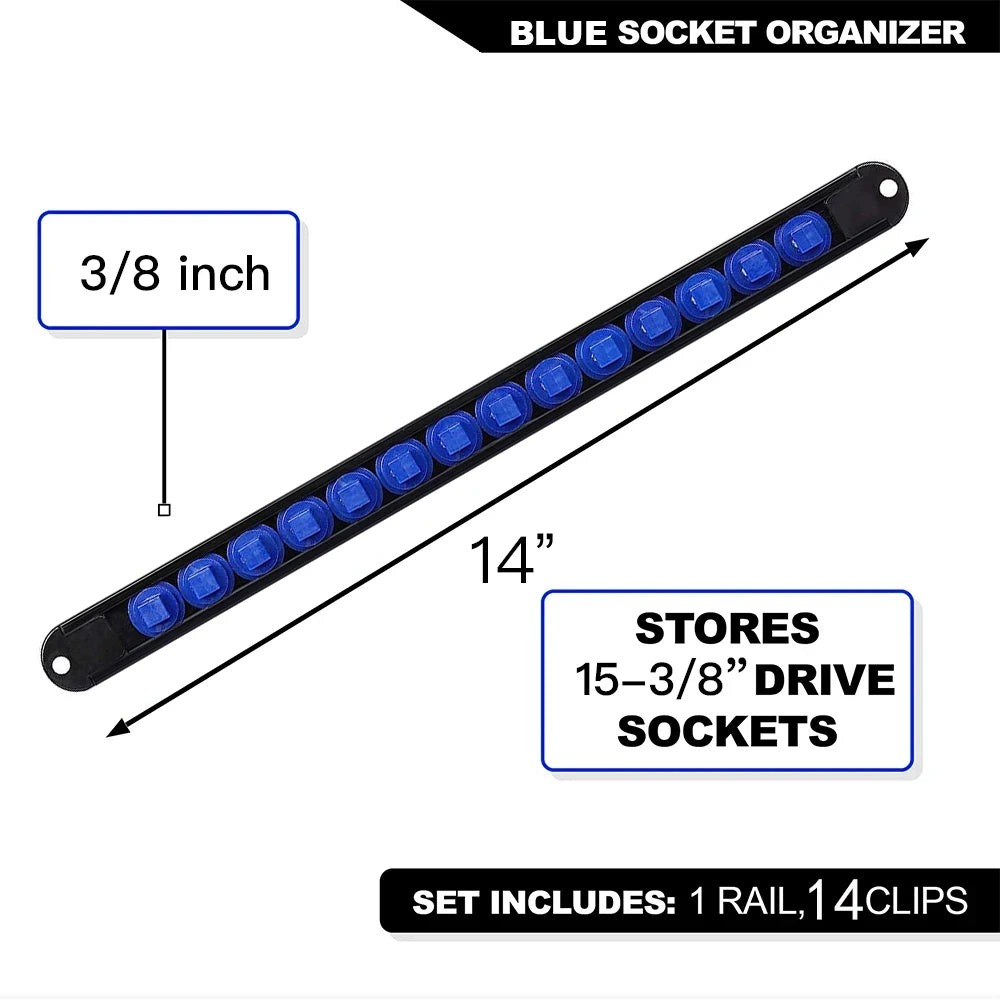 360° Swivel Socket Organizer Rail – 1/4, 3/8 & 1/2 Drive