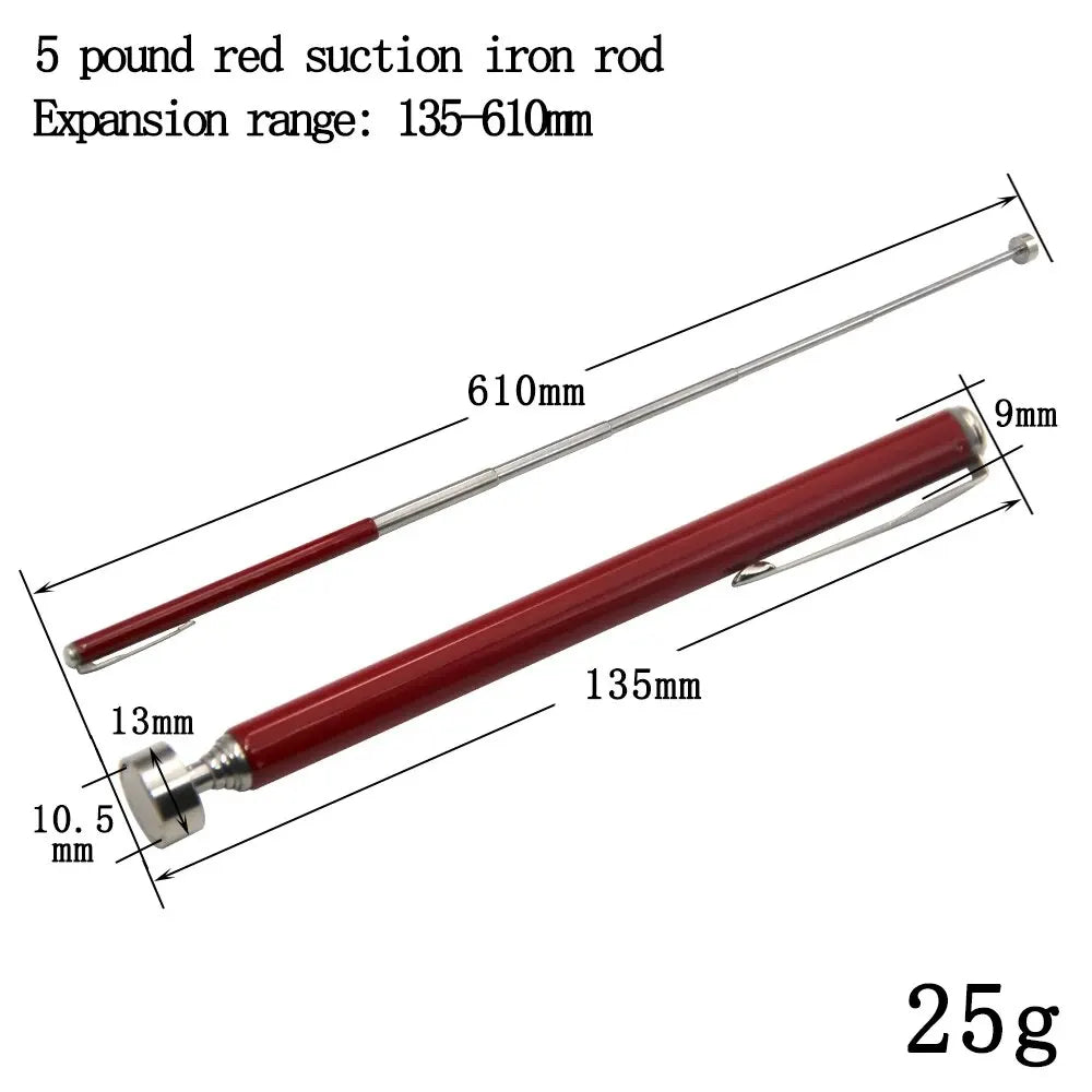 3-Pack Magnetic Retractable Pickup Tools - Telescopic Magnetic Pen Grabbers, 5/8/10 lb (2.3/3.6/4.5 kg), Extendable 5.3–28.7 in (135–730 mm)