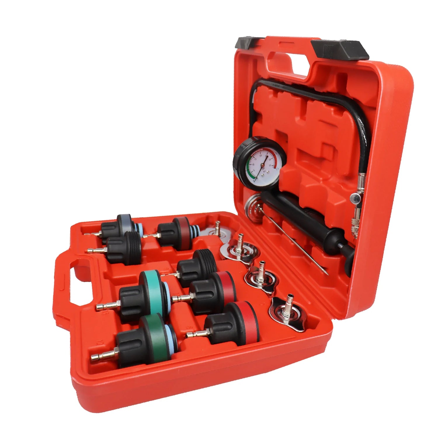 14-Pc Universal Radiator & Coolant System Pressure Tester Kit – Fleet, Automotive & Commercial Vehicles