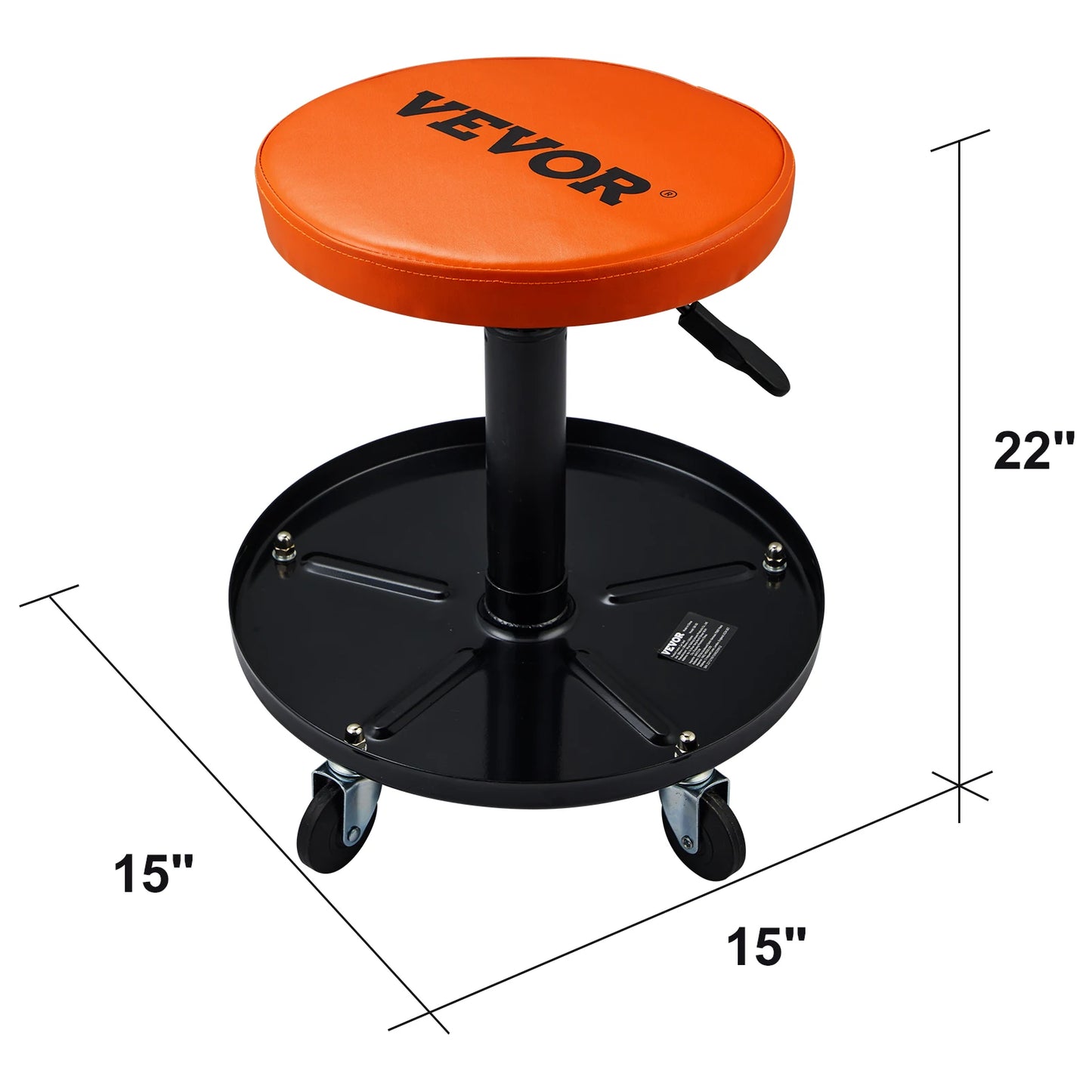 Rolling Mechanic Shop Stool – 250 LBS Pneumatic Padded Garage Seat