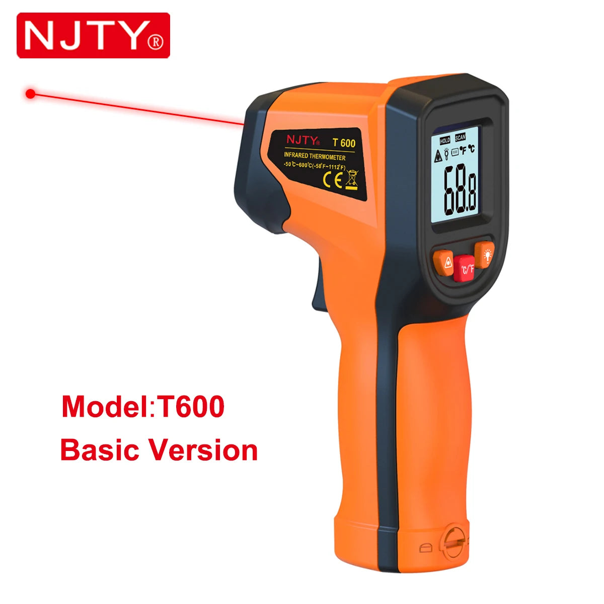 NJTY Digital Infrared Thermometer Gun – -58°F to 1112°F | T600 & T600A Models