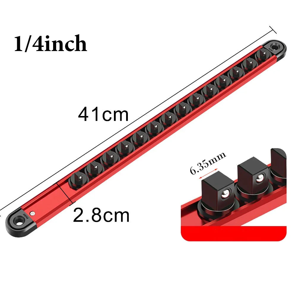 Magnetic Socket Rail – 360° Swivel Holder for 1/4, 3/8 & 1/2 Drive